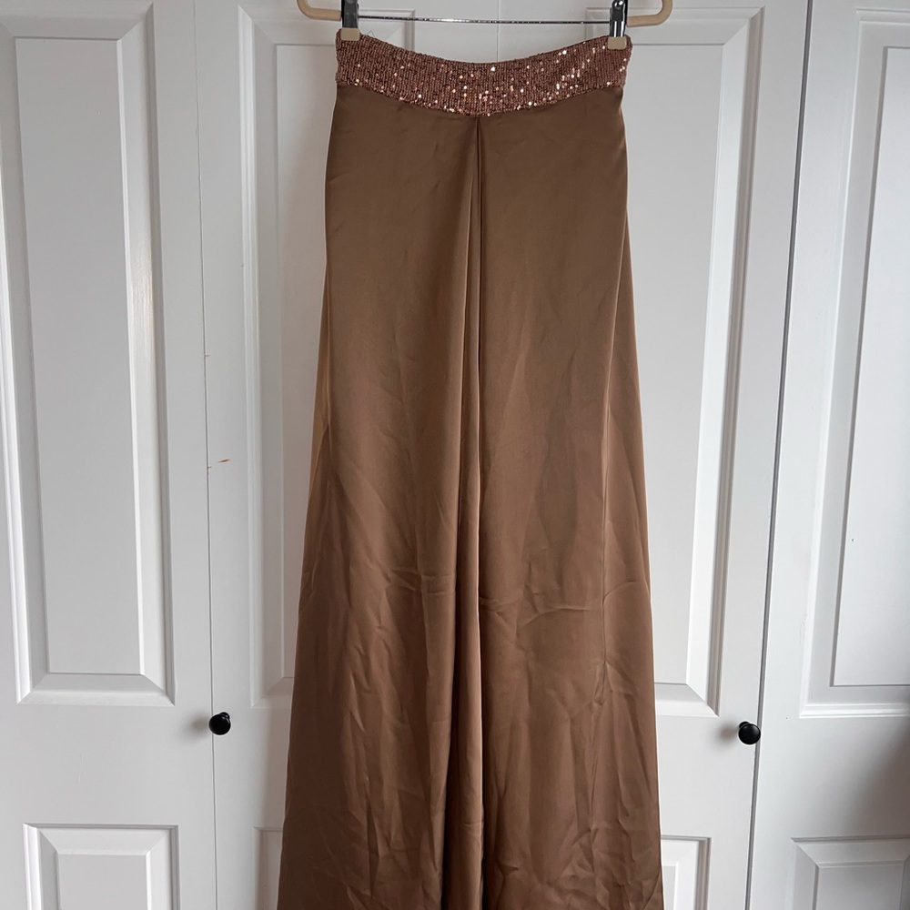 fab'rik Brown Maxi Embellished Jumpsuit